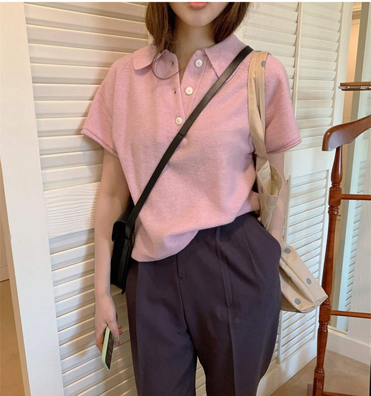 Áo sweater cổ bẻ ngắn tay 42222 | BigBuy360 - bigbuy360.vn