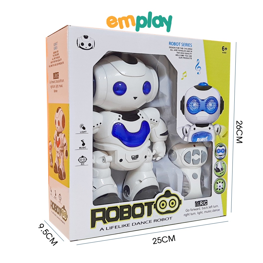 Robot vũ trụ điều khiển cao cấp Emplay có nhạc và đèn di chuyển thông minh xoay 360 độ có lập trình chế độ tuỳ thích