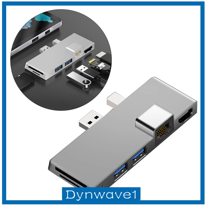 [DYNWAVE1] 6 in 1 Multiport Adapter with 4K HDMI, Ethernet, 2 USB Ports, SD/TF Cards Reader for Surface Pro 4/5/6 HUB Splitter