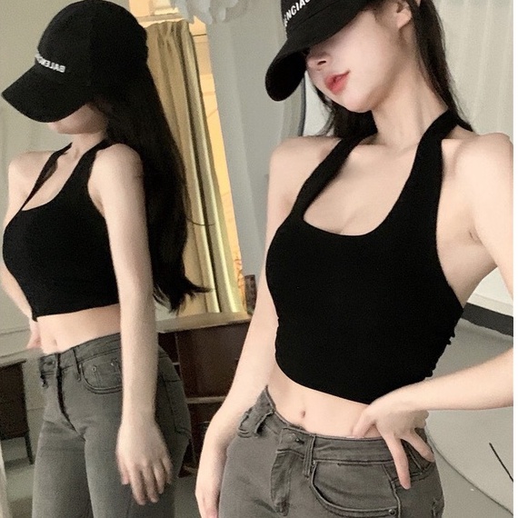 Áo Croptop Ba Lỗ Nữ Cổ Yếm MIMILA Áo Hở Lưng Choàng Dây Co Giãn Ôm Body - MA046