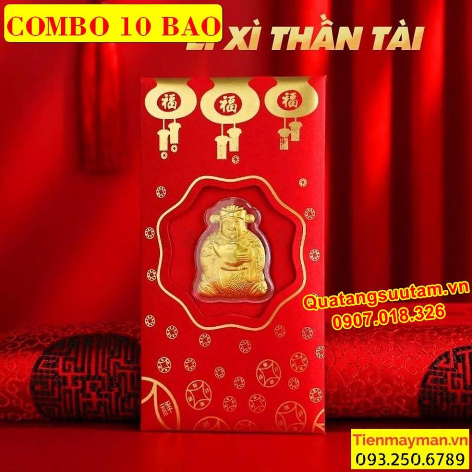 [RƯỚC LỘC] Combo 10 Bao Lì Xì Thần Tài Quà Tặng Tết 2023, Quà Tết 2023