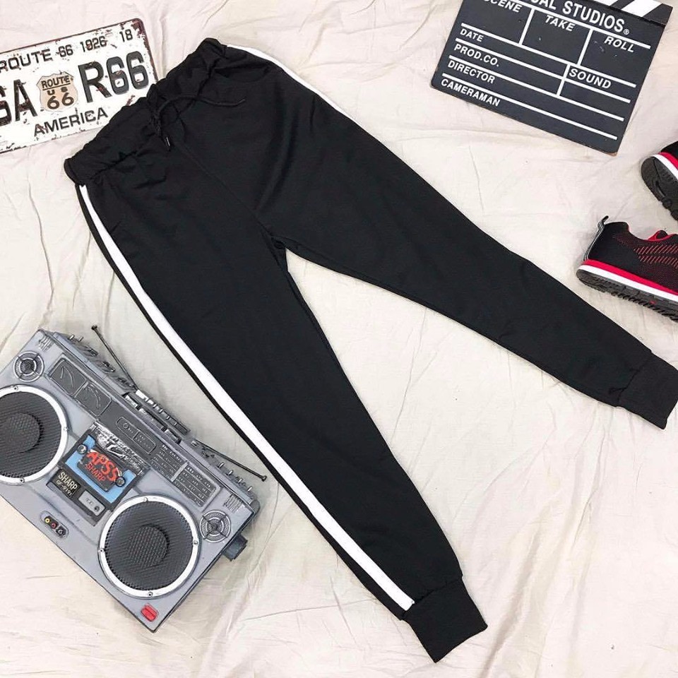 Quần Jogger 1 sọc bo ống Unisex - Quần nỉ thun 1 sọc bó ống - Quần lai bo