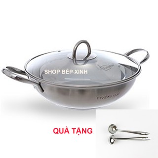 Nồi lẩu inox 3 đáy inox 430 Fivestar Standard nắp kính ( 26cm ) , tặng 2 vá canh