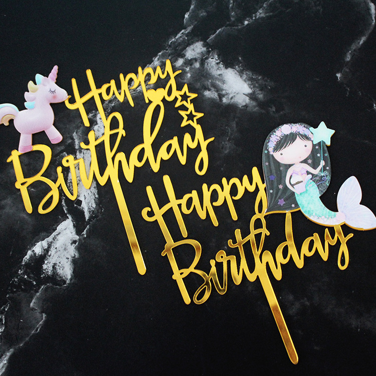 Phụ Kiện Cây Cắm Trang Trí Bánh Kem Hình Kỳ Lân Dễ Thương