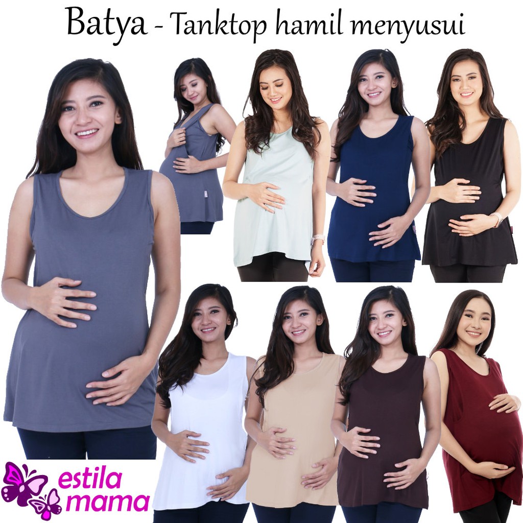 Áo Thun Bầu In Chữ "Estila Mama" Màu Trắng / Đen / Moka / Chocolate / Marun / Gray / Blue / S / M / L / Xl