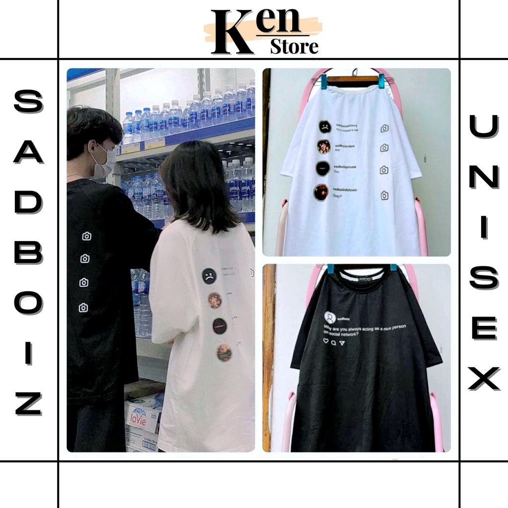 Áo thun tay lỡ unisex SADTAGRAM TEE - Áo phông nữ form rộng cho cặp đôi vải dày dặn, thoáng mát Hot trend
