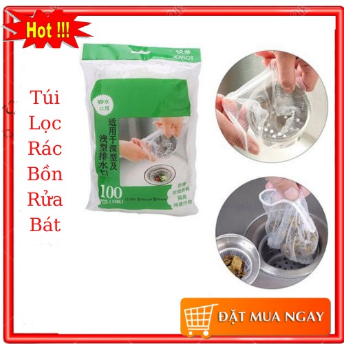 Túi Lọc Rác Bồn Rửa Bát (Túi 100 Chiếc) - Hàng Có Chun