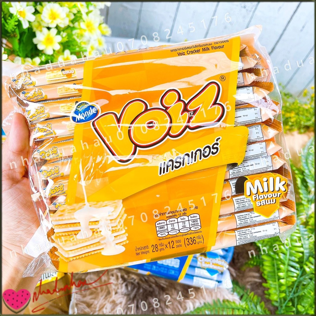 Một gói bánh kẹp kem 3 lớp/ kẹp kem xốp kẹp oreo 7 loại VOIZ Thái Lan gói lớn 336gam