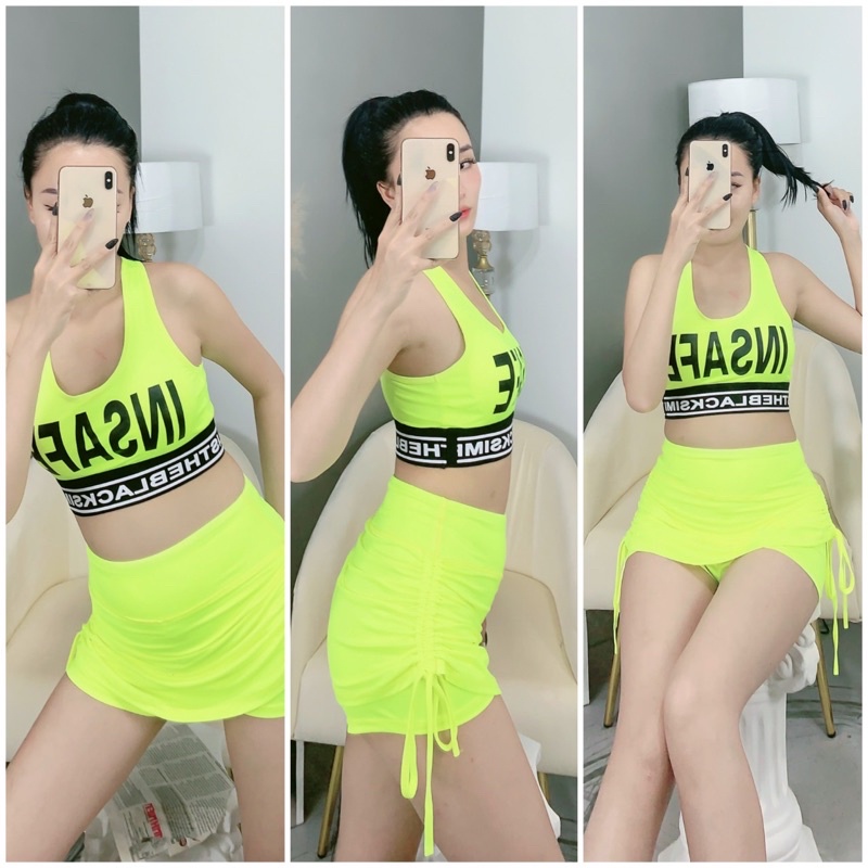 SET BỘ ÁO BRA INSAFE QUẦN VÁY TẬP ZUMBA GYM CARDIO NỮ