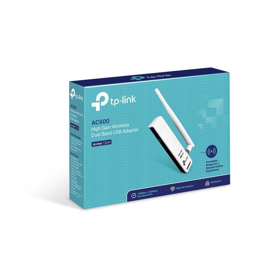 TP-Link USB kết nối Wifi Băng tần kép Chuẩn AC 600Mbps Độ lợi cao - Archer T2UH