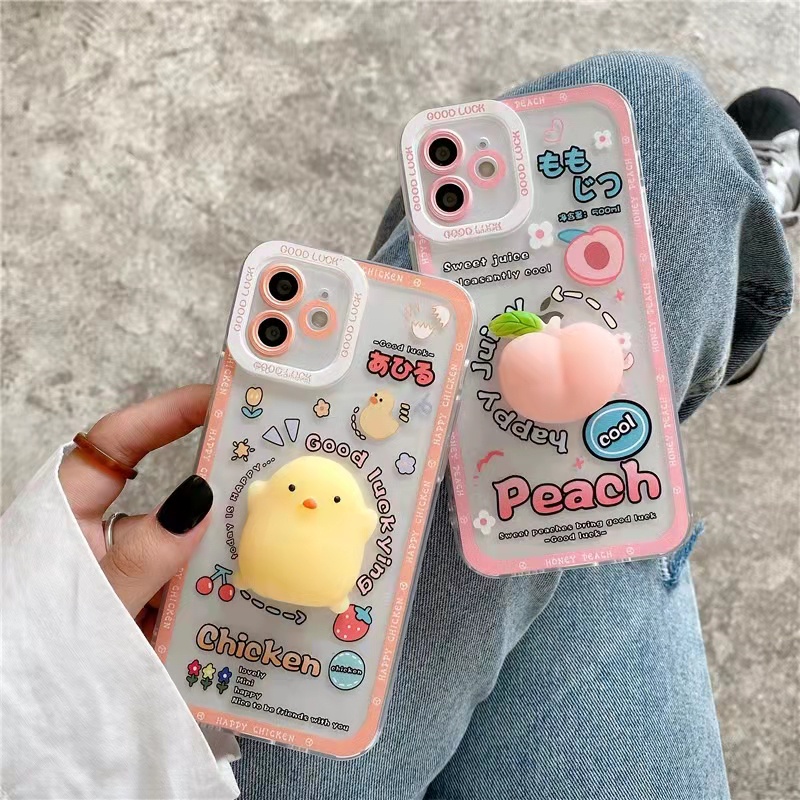 Casing Realme C53 C55 C31 C35 C21 C15 C12 Narzo 20 30A 50A Prime C25 C25S C20 C11 2021 9i 9 9Pro+ 8 Pro Pro+ 5 5i 5s C2 C1 Cute Cartoon Peach Duck Decompression Clear Shockproof Soft Phone Case Angel Eyes Color Painting Back Cover STD 03