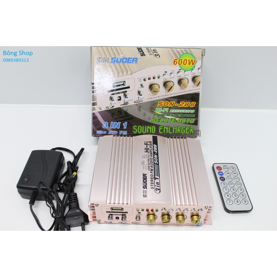 Amply Mini 12V - 600W+600W Super SO -288 + NGUỒN 12V  - SC1231111