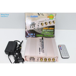 Amply Mini 12V - 600W+600W Super SO -288 + NGUỒN 12V ( Đồng ) - SC1231111