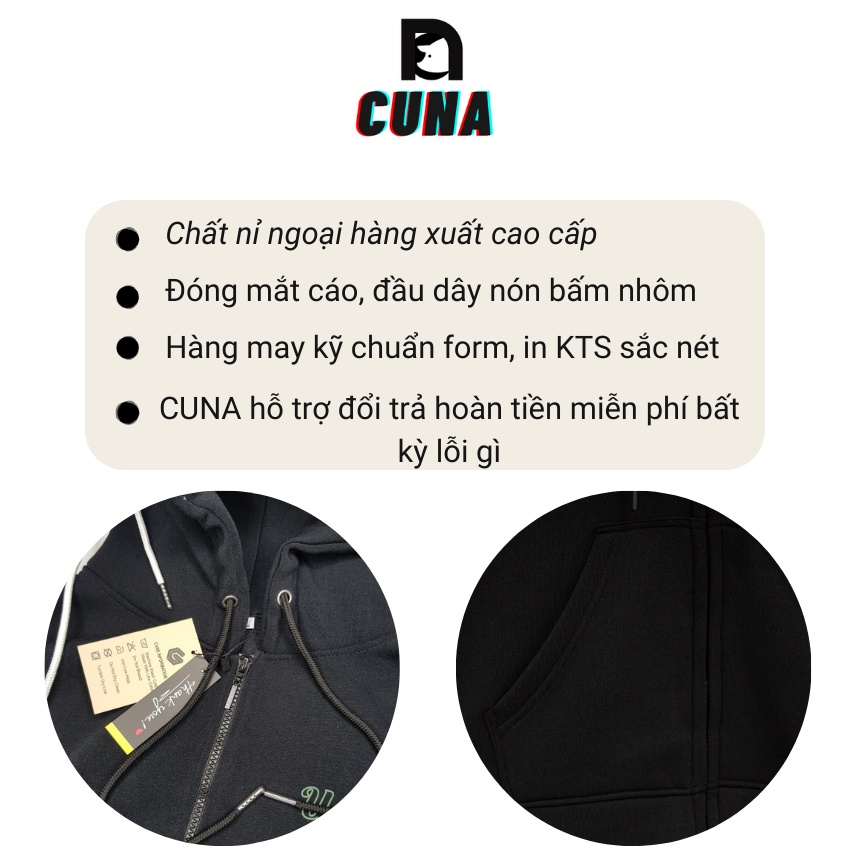 Áo Khoác Hoodie Underbroken Áo Hoodie Zip Nam Nữ Form Rộng Nỉ Có Dây Kéo Trắng Đen Xám Xanh Lá Local Brand Cặp Đôi CUNA