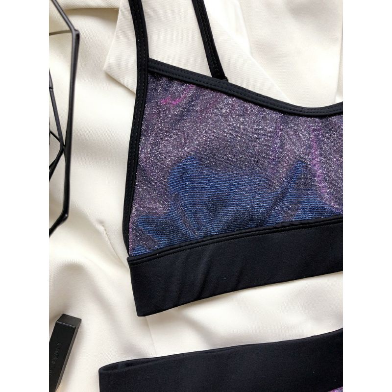 Bikini 2 Mảnh Ánh Nhũ Lấp Lánh Cạp Cao Siêu Tây