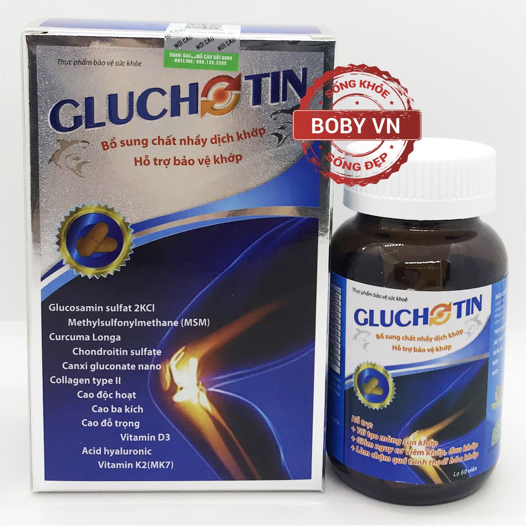 Gluchotin bổ sung chất nhầy dịch khớp bảo vệ khớp (Lọ 60 viên) - Boby