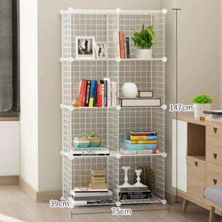Tủ ghép lưới sắt thép đa năng hiện đại để sách, decor, trưng bày, trang trí mọi không gian 8 ô.