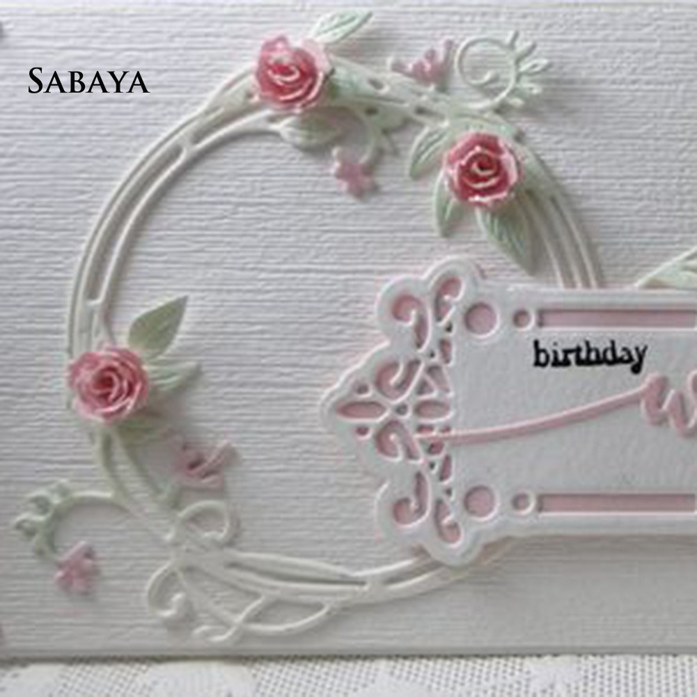 Khuôn cắt giấy làm từ kim loại hình vòng lá trang trí album ảnh tự làm