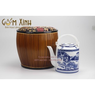 Bao ủ_giỏ ủ ấm kèm ấm tích Bát Tràng 1.5 lít