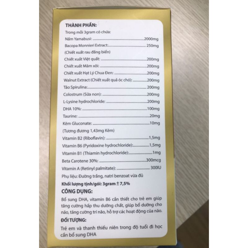 CỐM TRÍ NÃO TRẠNG NGUYÊN ❤️[ CHÍNH HÃNG ] ❤️ (HỘP 30 GÓI) Gia tăng trí thông minh và phản xạ trí não của trẻ em