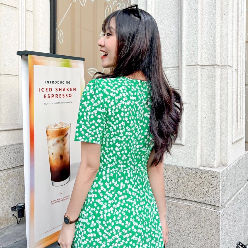 Đầm RAMI - Đầm cổ tim nẹp nút