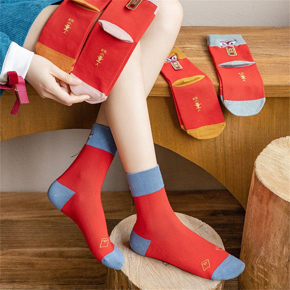 Tất Ống Chân Hình Sư Tử Đỏ Phong Cách Trung Hoa Mừng Năm Mới