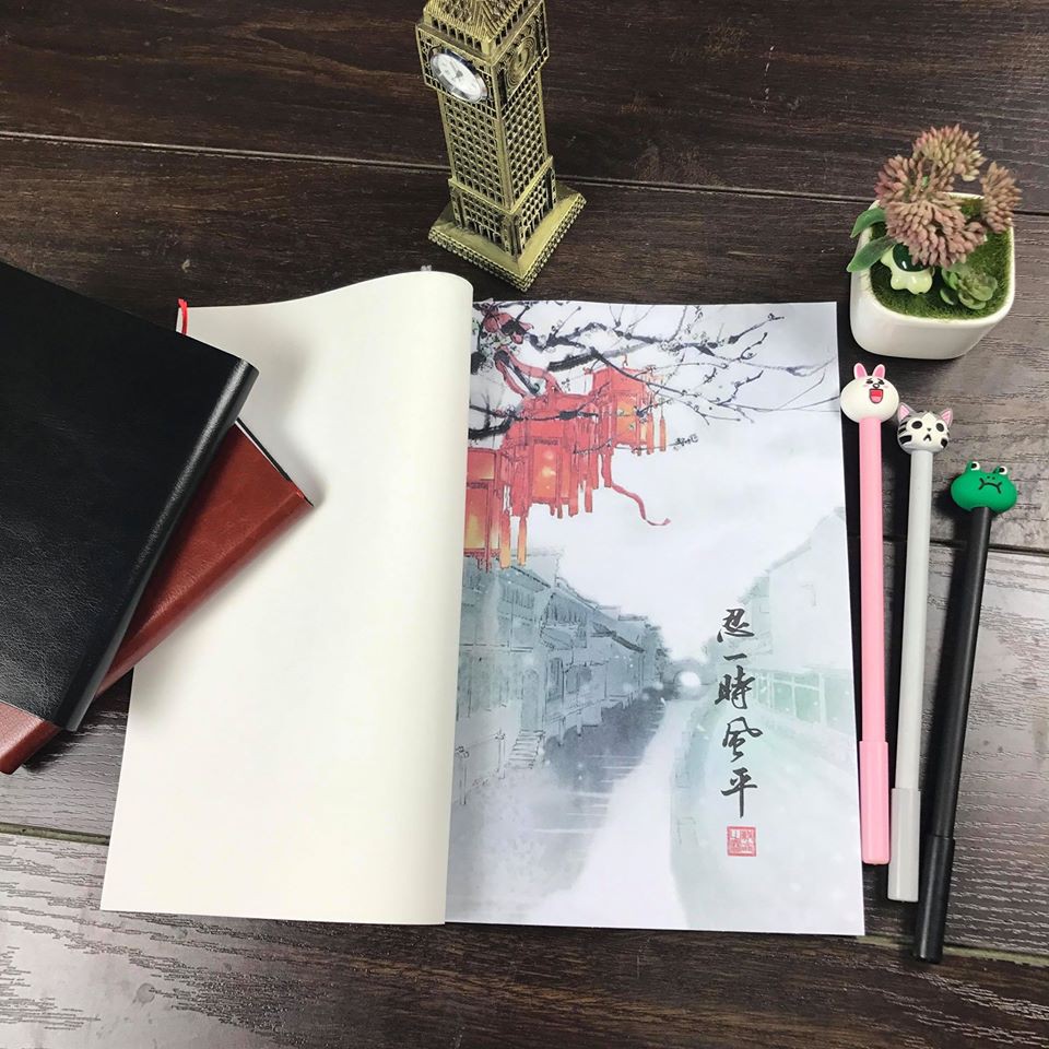 Vở xỏ dây bìa cổ trang in hoa