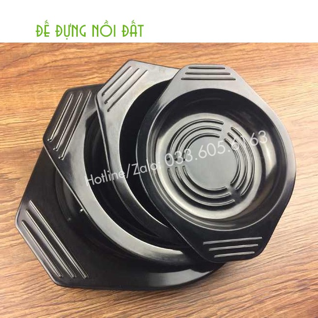 Đĩa đế để kê thố nồi đất đen nấu bánh canh, nấu mì cay 7 cấp độ chất liệu nhựa cứng chịu nhiệt