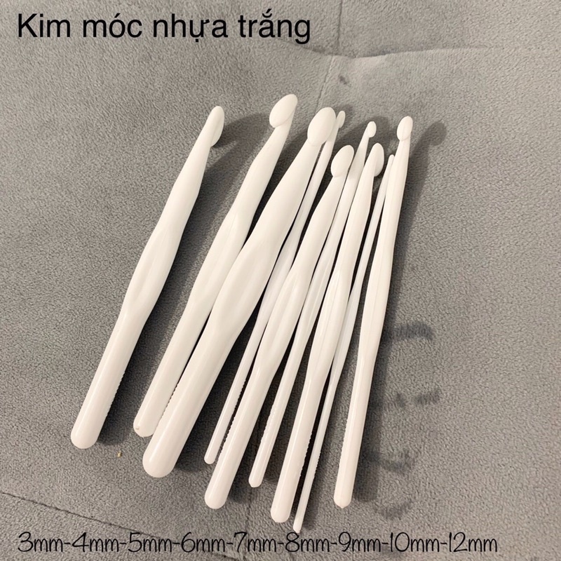 Kim móc len nhựa trắng 3-12mm