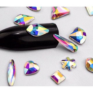 Túi đá khối mix pha lê và mắt mèo trang trí móng nail