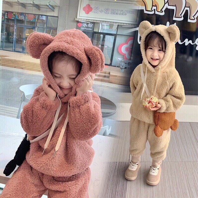 Bộ Quần Áo Dài Tay Thu Đông Cho Bé Trai Bé Gái, Bộ Quần Áo Trẻ Em Vải Lông Size 8/18kg Đại Nam Kids TG01