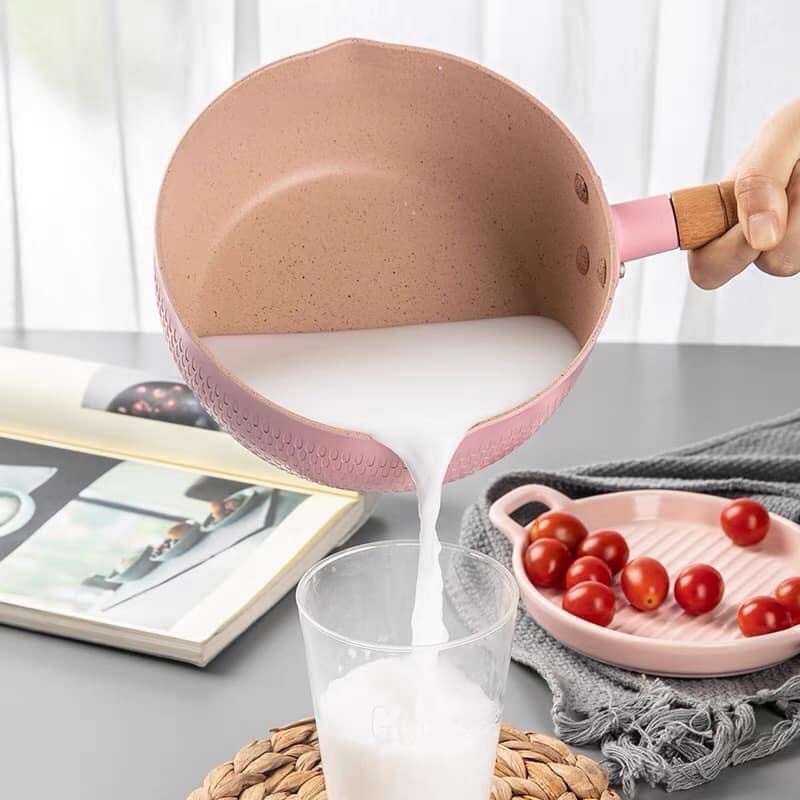 CHẢO LÒNG SÂU CHỐNG DÍNH KIÊM NỒI NẤU MINI ĐA NĂNG CÓ TAY CẦM CHỐNG NÓNG TIỆN LỢI - CHẢO CHỐNG DÍNH VỚI LÒNG SÂU VÂN ĐÁ