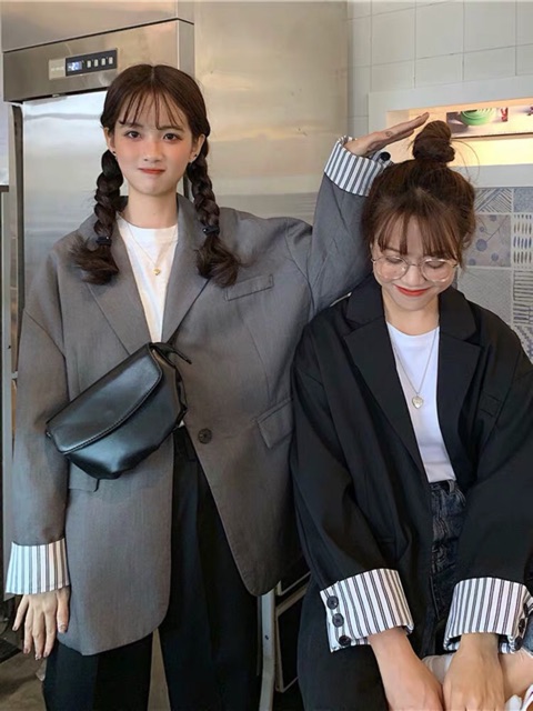 Áo blazer trơn tay kẻ | BigBuy360 - bigbuy360.vn