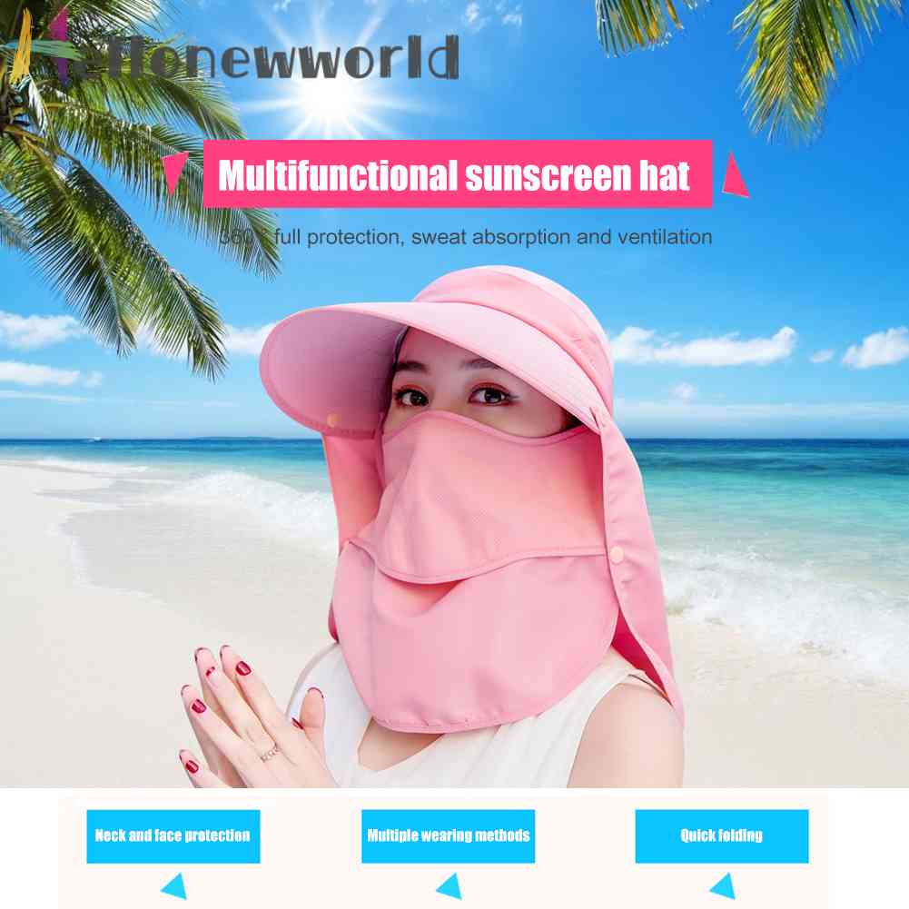 Mũ Rộng Vành Kèm Mặt Nạ Chống Tia UV Khi Đi Biển
