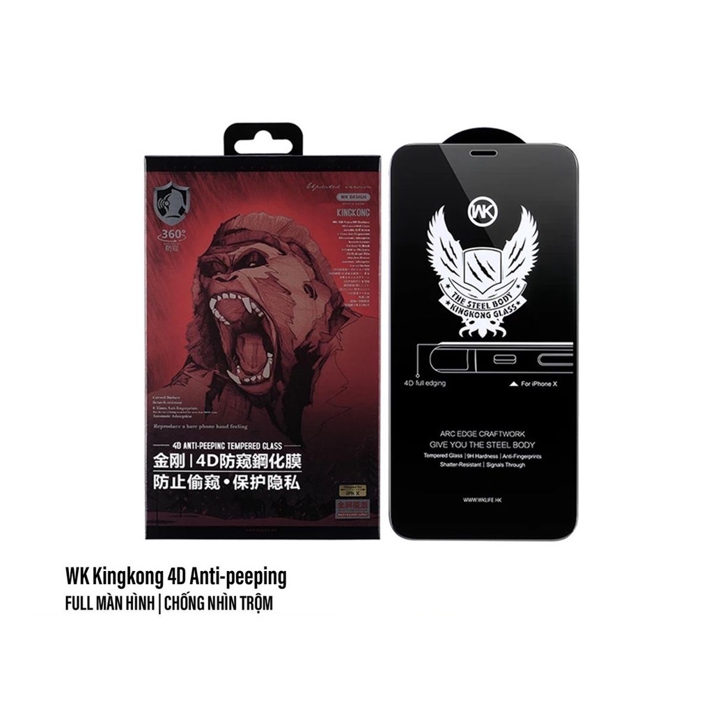 Kính cường lực chống nhìn trộm iphone Kingkong dành cho ip 6s/6splus/7/7plus/8/8plus/x/xr/xs/11/12/13/14/pro/max/promax