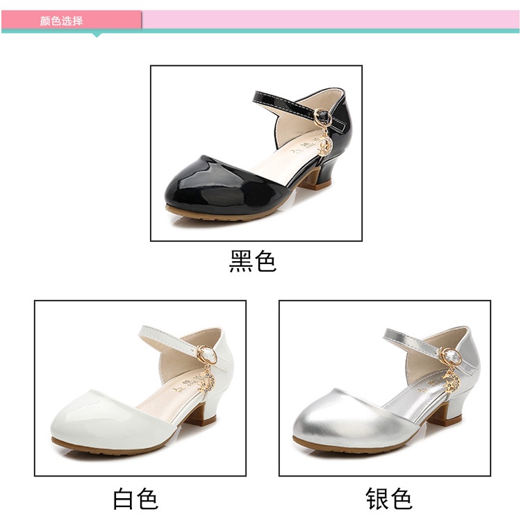 Giày cao gót bằng da phong cách công chúa thời trang cho bé gái