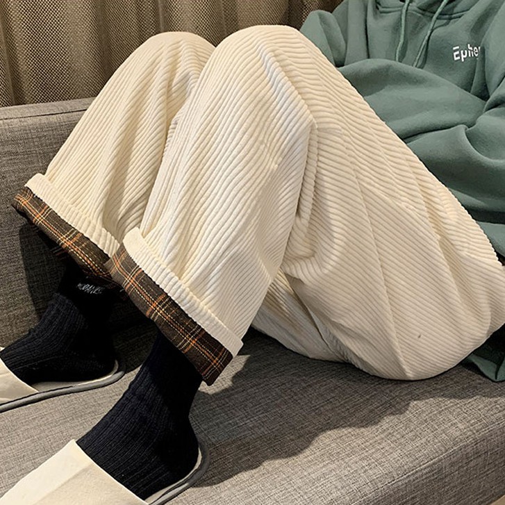 Quần dài ống rộng thời trang cho nam và nữ Thêm quần ống thẳng nhung