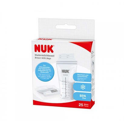 [Có bán lẻ] Hộp 25 túi trữ sữa Nuk dung tích 180ml sản xuất tại Mỹ