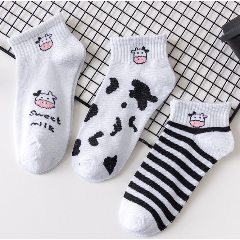 Set 5 đôi tất nữ vớ nữ con bò sữa ngộ nghĩnh đáng yêu chất siêu mềm mịn Cami.makeup TNX04