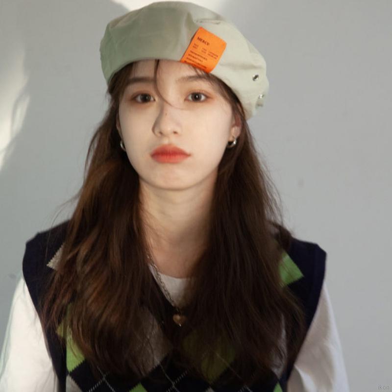 Mũ beret vải màu trơn xinh xắn cho nữ