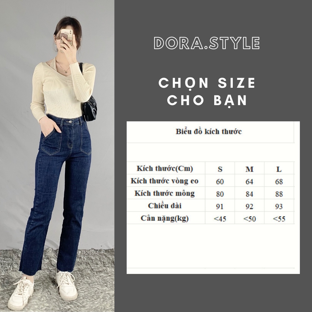 Quần bò ống rộng quần jean bò ống đứng jeans nữ cạp cao ống đứng phong cách Hàn Quốc Q9013 Dora Style