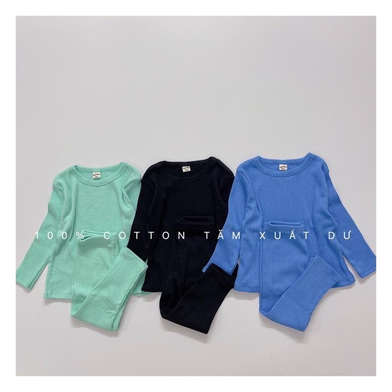 SET 3 BỘ TĂM TRƠN DÀI TAY UNISEX CHO BÉ