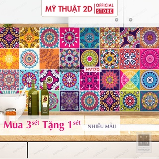 Sét 32 ô decal gạch bông_Mua 3 set tặng 1 set_ trang trí hoa văn Colorful mã CBM3T1-040720