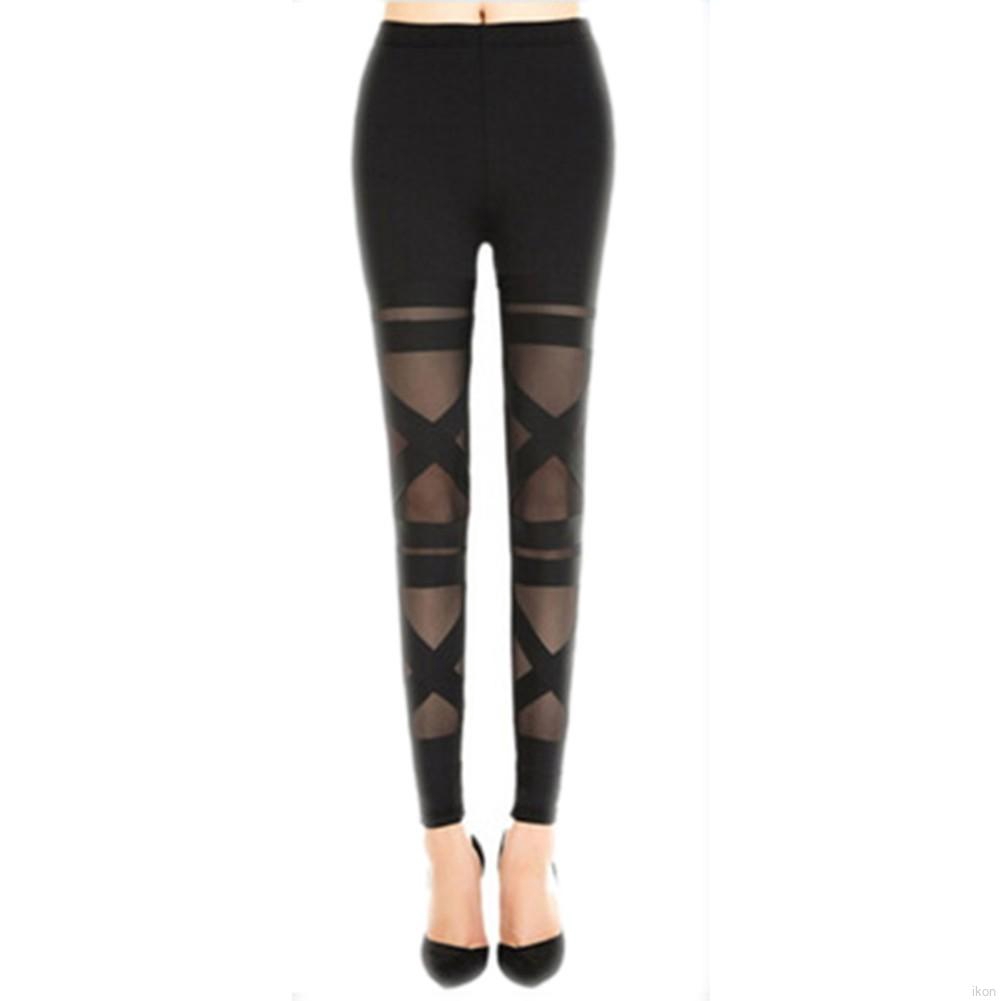 Quần legging dài thiết kế lỗ chắp vá thời trang cá tính dành cho nữ | BigBuy360 - bigbuy360.vn
