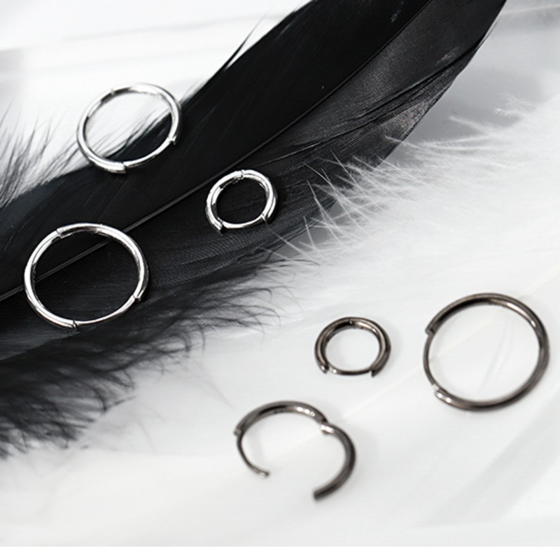 Bông Tai Tròn Bằng Thép Titan Phong Cách Hàn Quốc