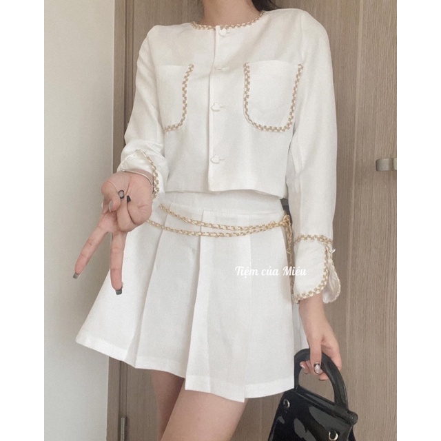 [𝐃𝐨𝐥𝐥𝐲 𝐒𝐞𝐭 ]Set áo khoác dạ mix chân váy xếp ly tiệm của mieuu