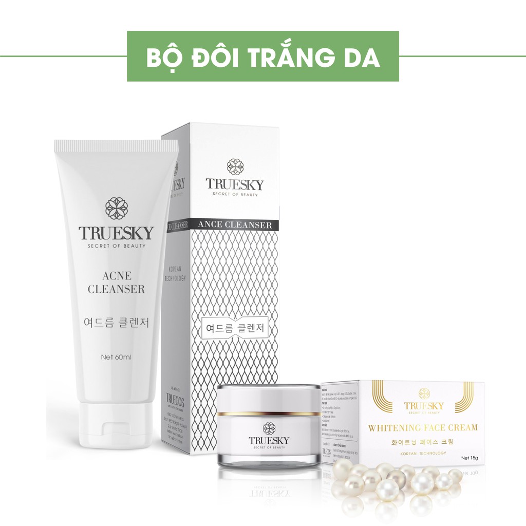 Bộ sản phẩm làm trắng và ngăn ngừa mụn Truesky gồm 1 kem dưỡng trắng da mặt 20g + 1 gel rửa mặt ngừa mụn 50g | BigBuy360 - bigbuy360.vn