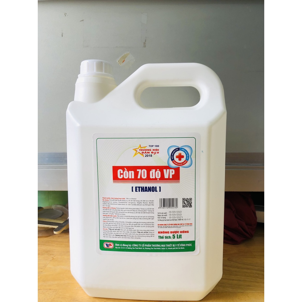 Cồn Can 5 Lít 70 Độ Ethanol Sát Khuẩn Vĩnh Phúc