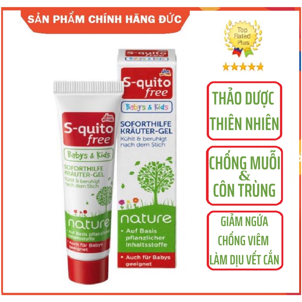 Gel bôi muỗi chích và côn trùng cắn Squito Free Babys &amp; Kids Đức - Hàng chính hãng