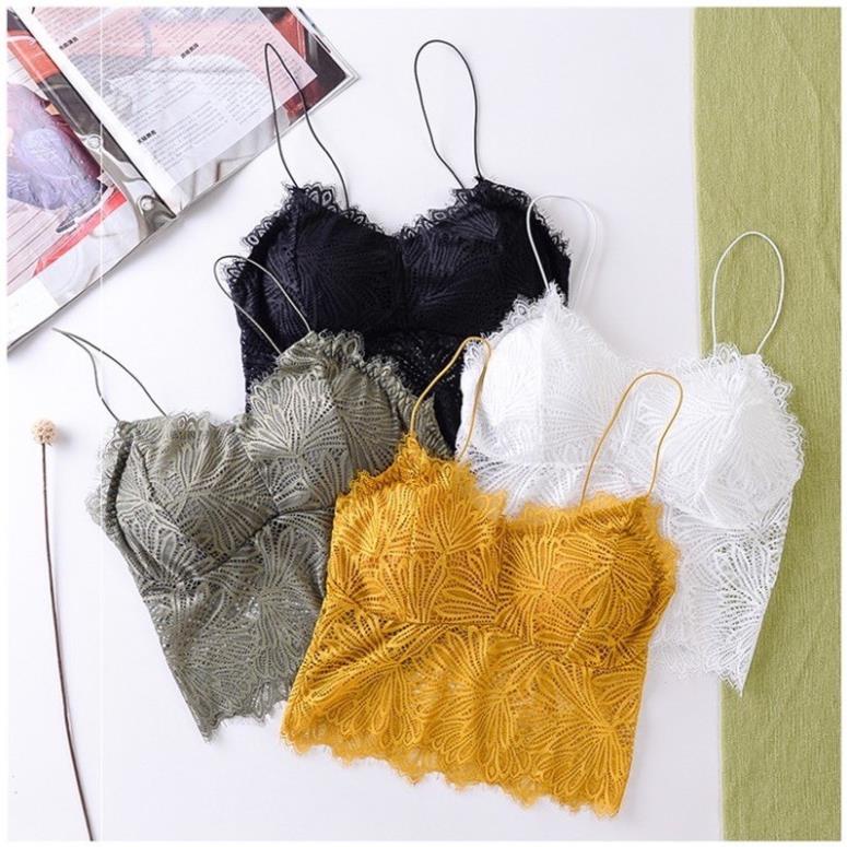 [Giá sỉ] Áo Bra Ren Lá Dáng Lửng Có Lót Ngực 9936